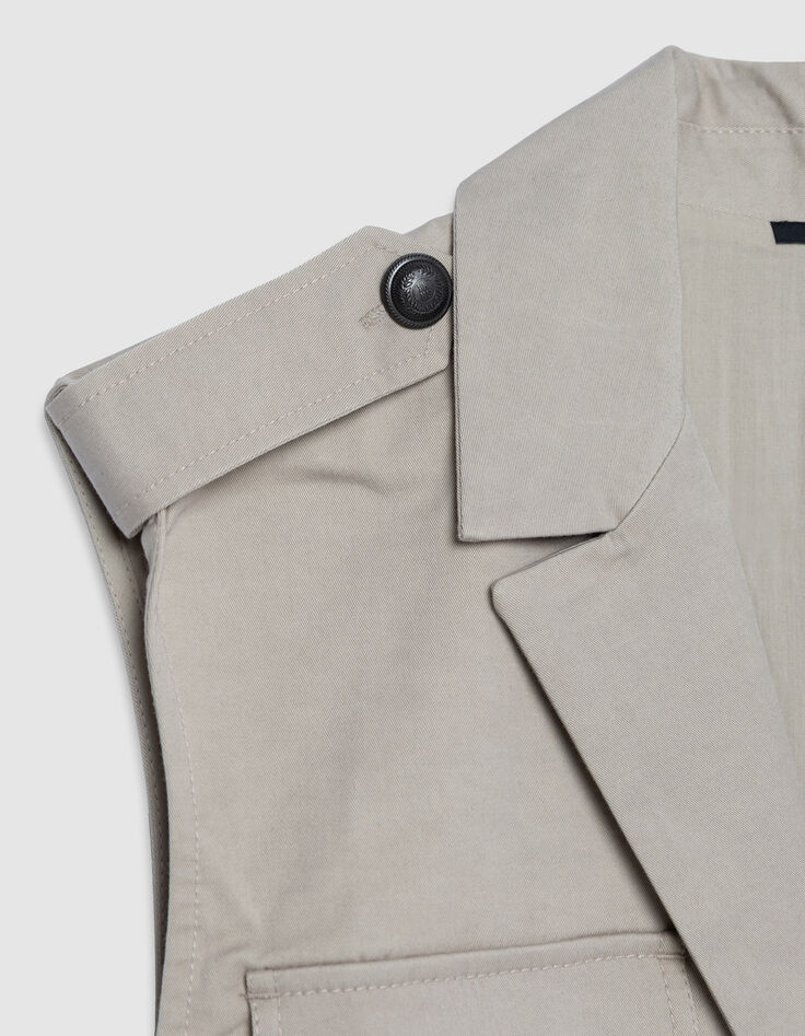 Women's beige sleeveless safari jacket-8