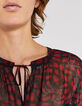 Langes Damenkleid aus voile, Red-Snake-und-Ketten-Print-1
