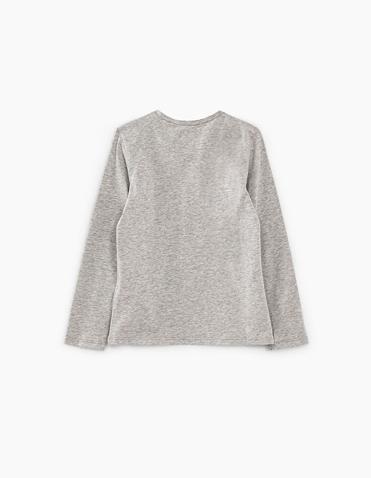 Tee-shirt gris chiné moyen visuel panda fille-4