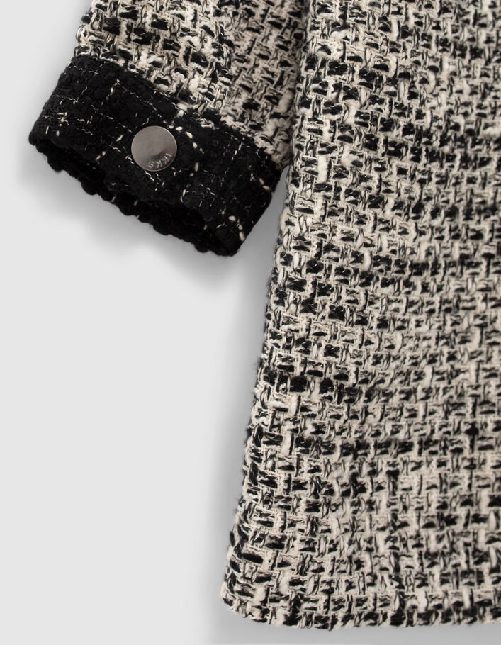 Cremeweißes Mädchenhemdblusenkleid in Tweed-Optik Mini Me-7