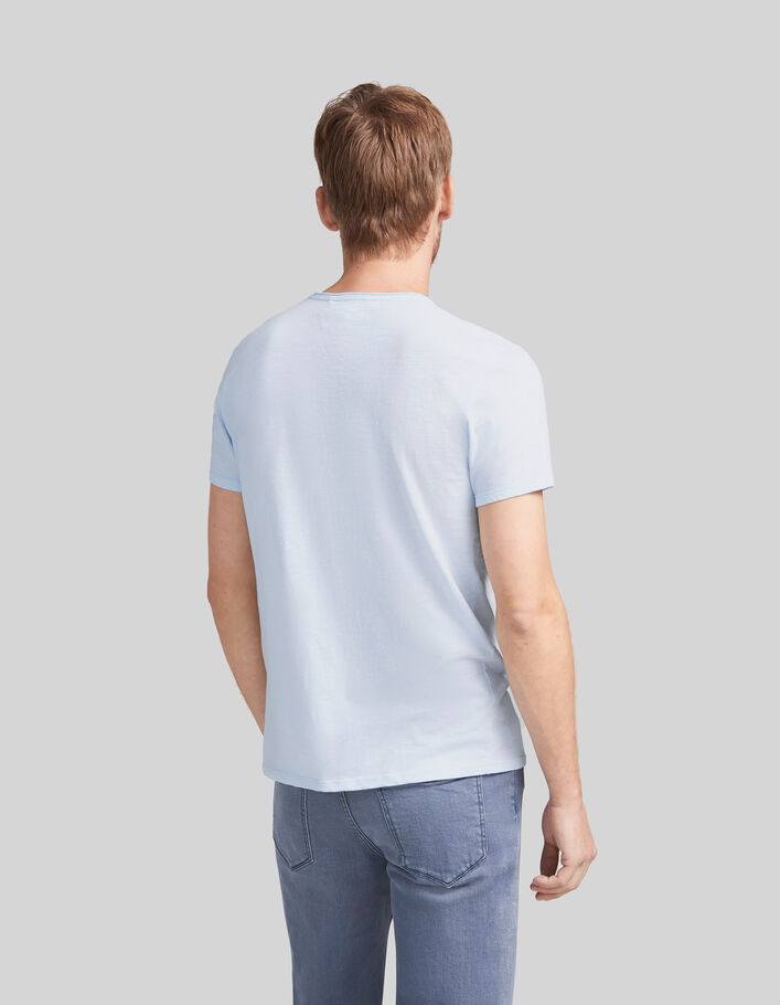Hemelsblauw T-shirt L'Essentiel biokatoen V-hals Heren - IKKS