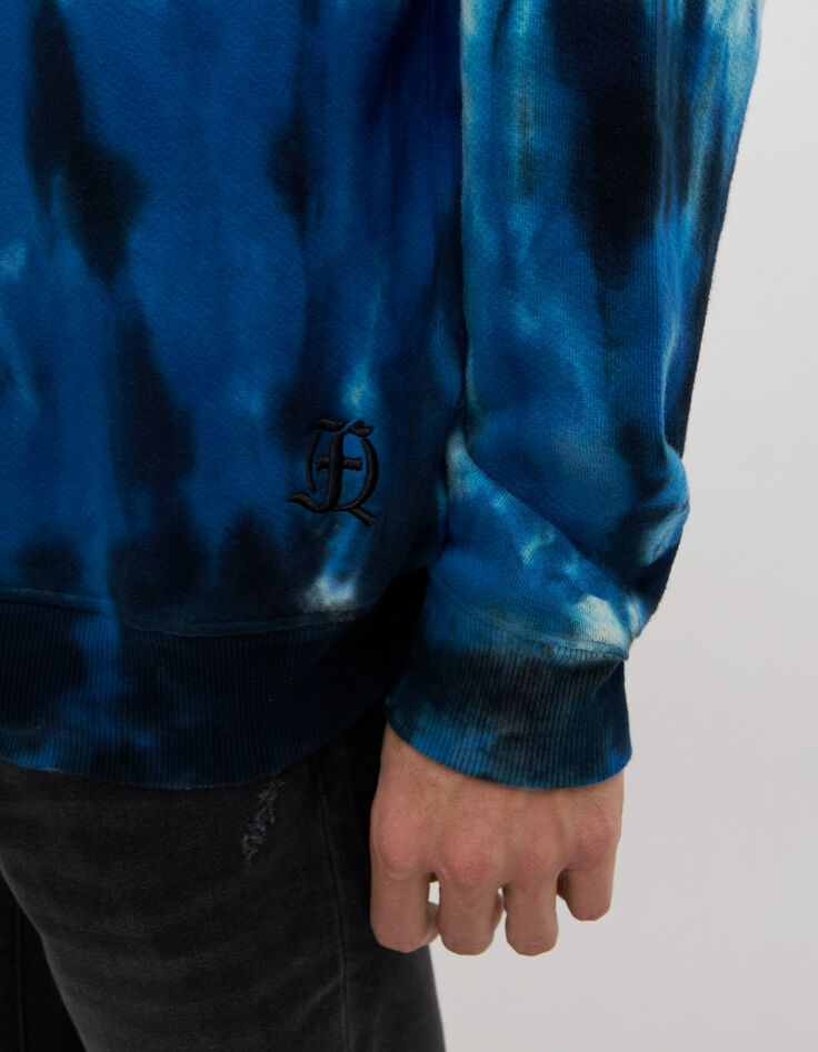 Sudadera azul eléctrico felpa tie&dye Hombre-5