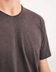 Tee-shirt L'Essentiel marron glacé à col V Homme-4