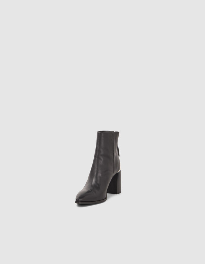Boots noirs zippés cuir avec barrette métal Femme-2