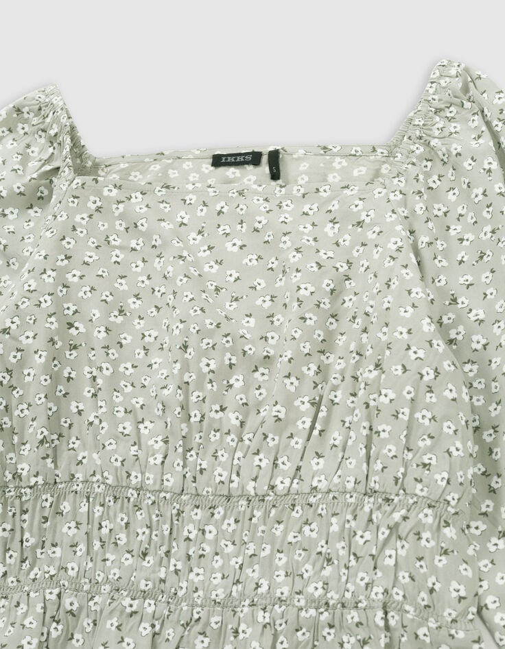 Blouse verte imprimé floral d'été fille-5