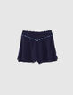 Falda pantalón azul marino crepé bordado brasileño niña-1