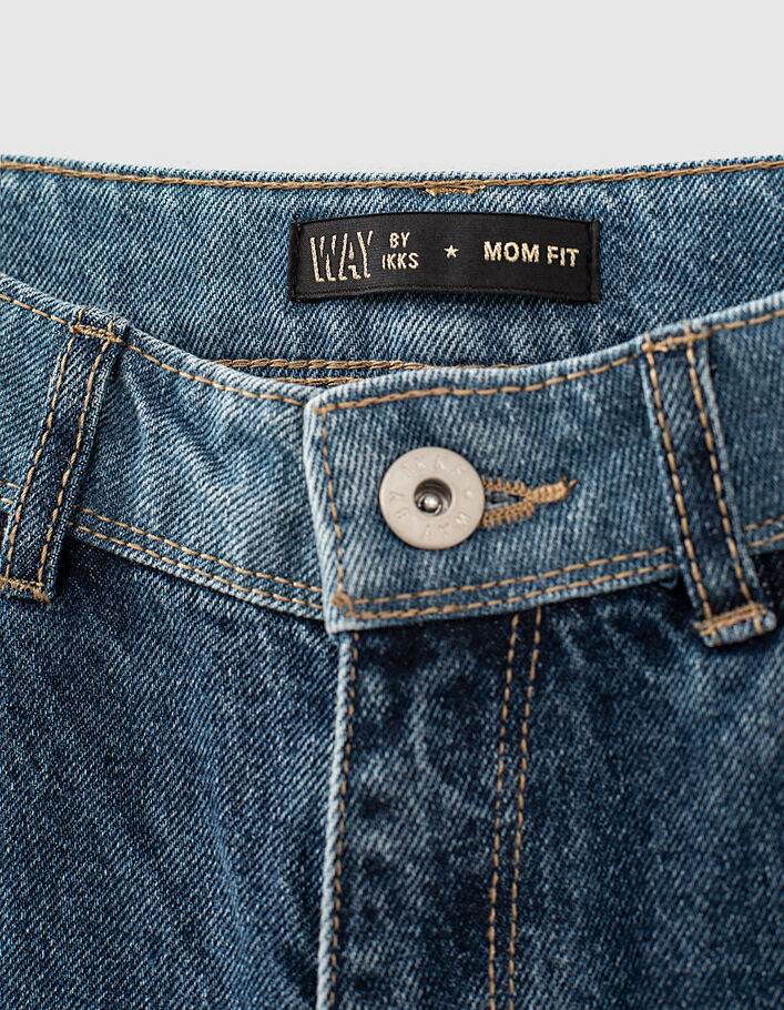 Girls' vintage blue organic 7/8 mom jeans - IKKS