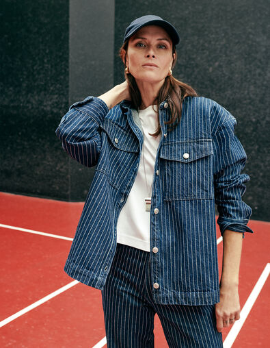 Women’s white denim striped shirt - IKKS