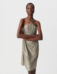 Goldfarbenes Kleid aus Metallic-Rippstrick für Damen-3