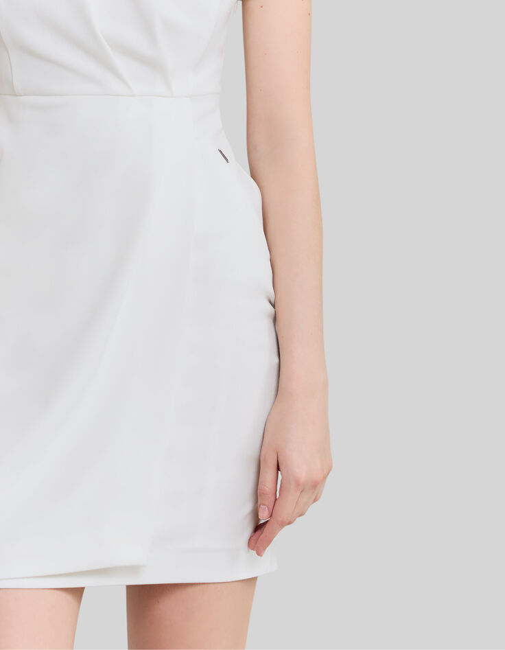 Robe crayon blanc cass&eacute; avec plis Femme-4