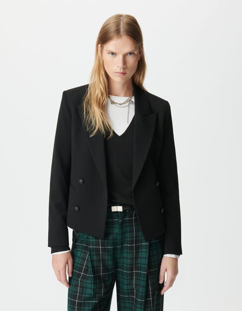 Veste de tailleur noire courte double boutonnage Femme - IKKS