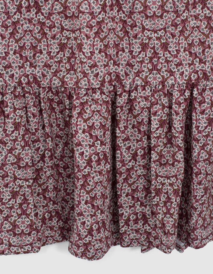 Jupe longue bois de rose imprimé floral fondu fille-3