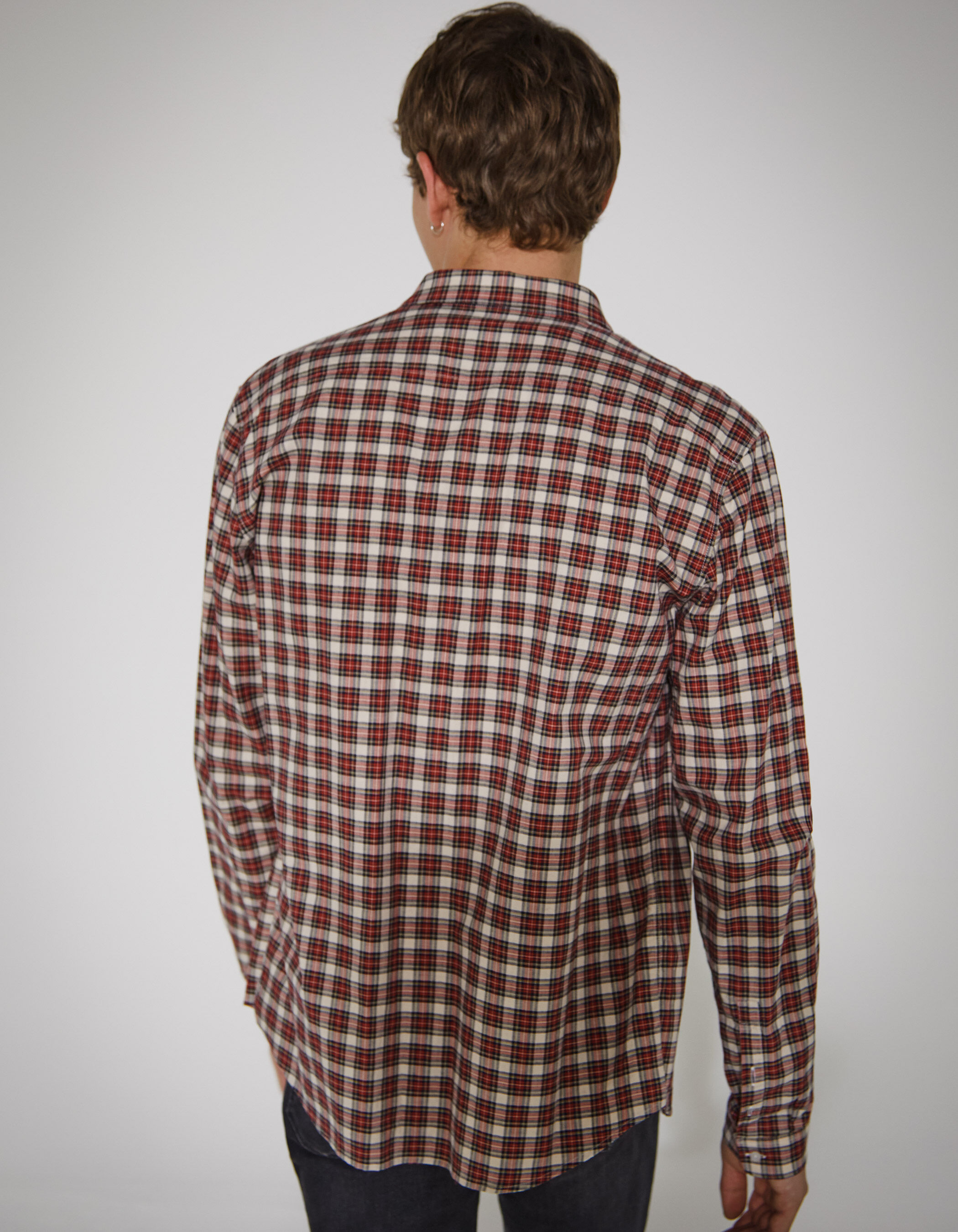 Chemise SLIM rouge a motif carreaux Homme IKKS