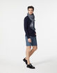 Men’s navy textured button neck T-shirt-6