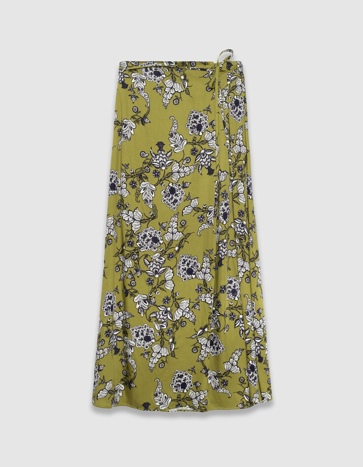 Falda midi verde floral mujer-7 Falda midi verde floral mujer-7
