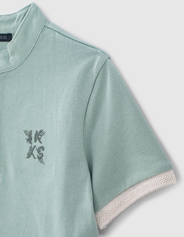 Polo aqua bio avec broderies dos garçon -5