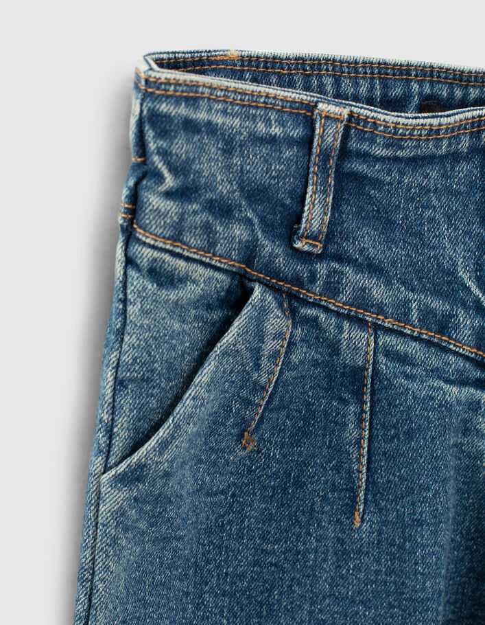 Girls' medium blue high-waist wide leg jeans - IKKS