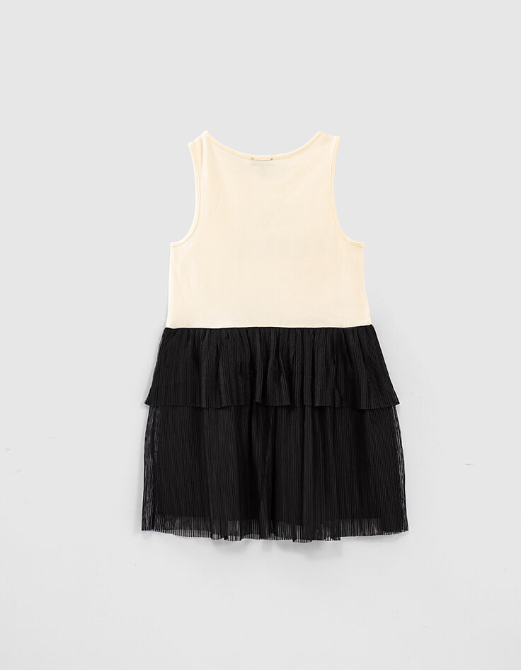 Tutu-jurk ecru en zwart twee materialen borduursel tekst-3