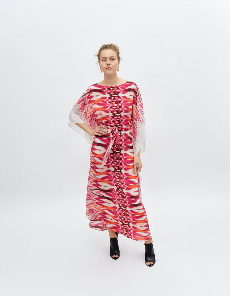 Robe longue fuchsia motif ethnique IKKS x GIGEEZ Femme-7