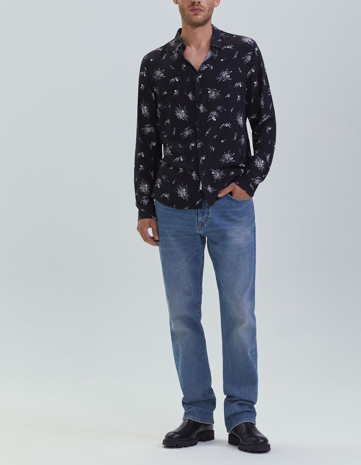 Chemise SLIM noire motif fleurs Homme-7