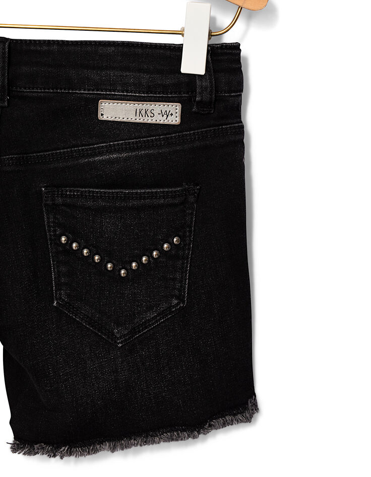 Girls’ used black denim shorts, fringed hem -6 Girls’ used black denim shorts, fringed hem -6