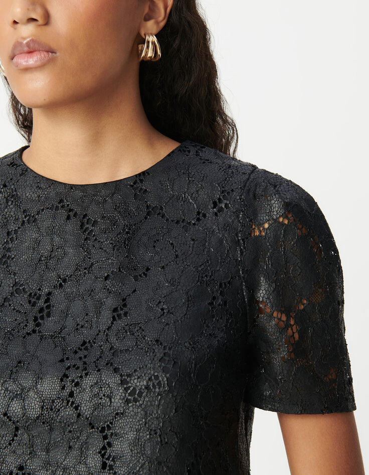 Top noir dentelle effet enduit Femme-5