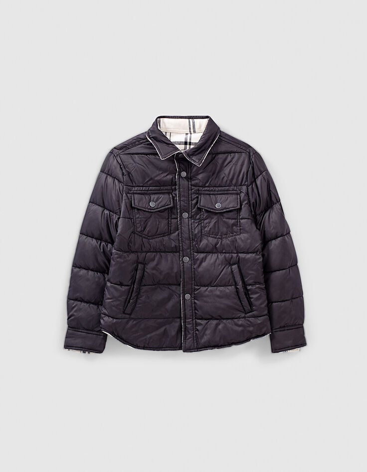Jungenwendesteppjacke, Karos und Schwarz -4 Jungenwendesteppjacke, Karos und Schwarz -4