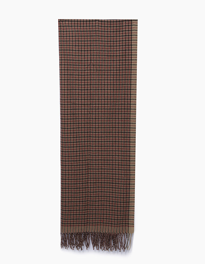 Men’s brown and beige check scarf - IKKS