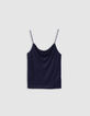 Navy top with draped neckline, pretty straps-6
