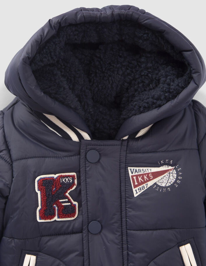 Baby boys’ navy fur-lined hooded facing padded jacket-2