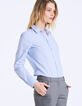 Camisa de algodón de rayas finas azules mujer-2