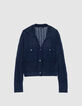 Cardigan court marine tricot fantaisie ajour&eacute; Femme-6