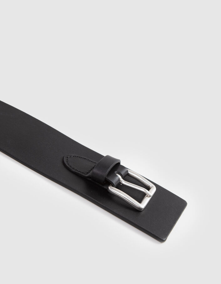 Women’s black leather dress belt with studded tab - IKKS