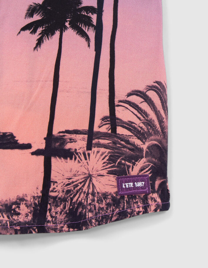 Violettes Jungenhemd aus LENZING™ ECOVERO™ mit Palmenprint - IKKS
