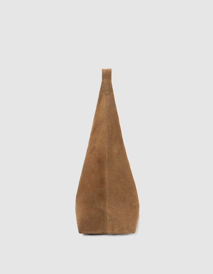 Sac Hobo camel cuir velours-4