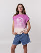 Girl's purple sleeveless deep dye sweatshirt with message-1