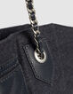 Women’s navy flannel and leather mix 1440 tote bag Size XL-7
