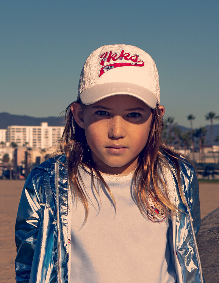 Casquette blanc cassé dentelle brodée IKKS fille -1