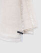 Men’s beige semi-plain scarf with fringed edges-2