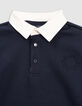 Jongenssweatshirt marine poloshirt in ecru tekst rug-4