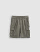 Khaki Jungen-JOGGER-Bermudas aus Lyocell-Mix-4