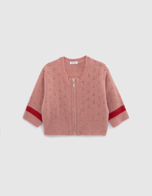 Rosa-Baby-Mädchen durchbrochene Strickjacke - IKKS