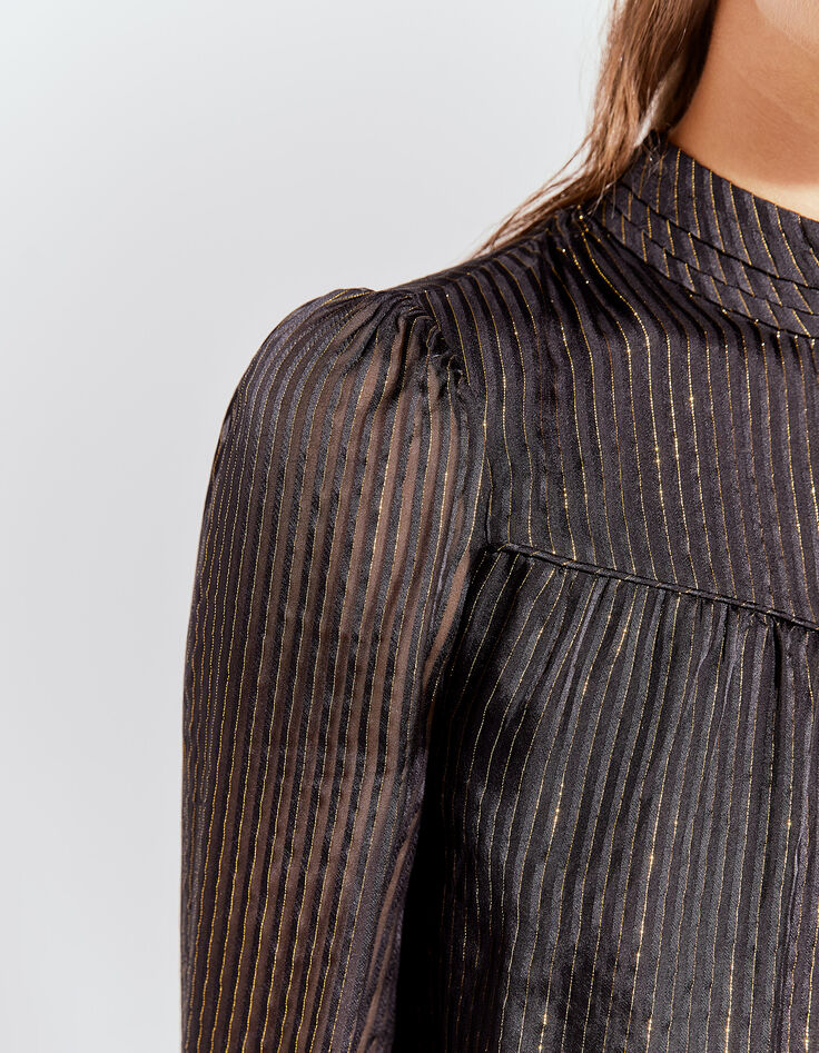 Pure Edition damesblouse opstaande zijden kraag gouddraad-2