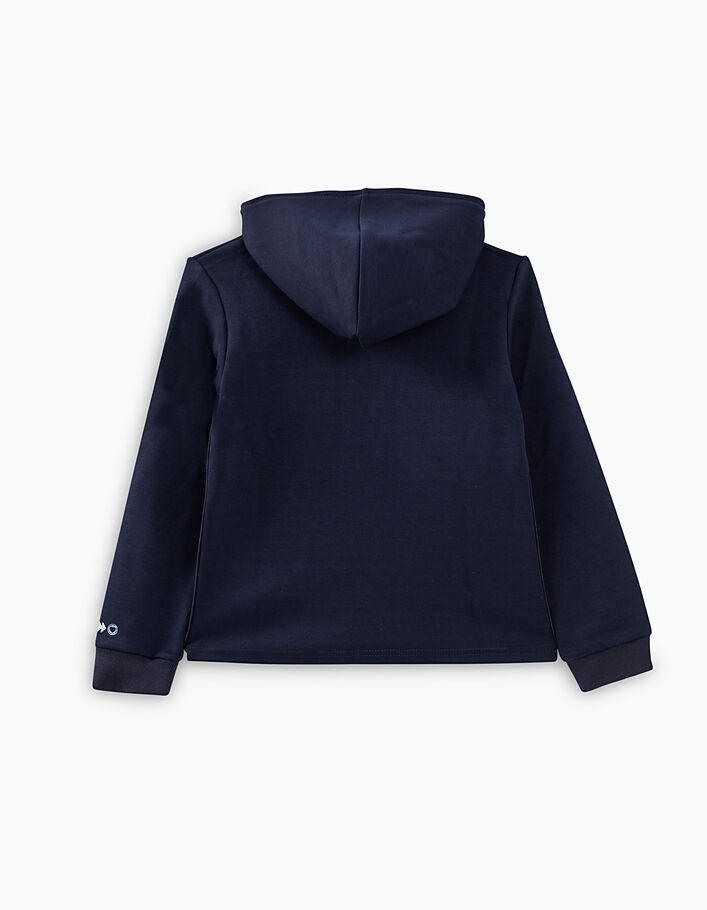 Girls’ navy sport cardigan with print lining and hood - IKKS