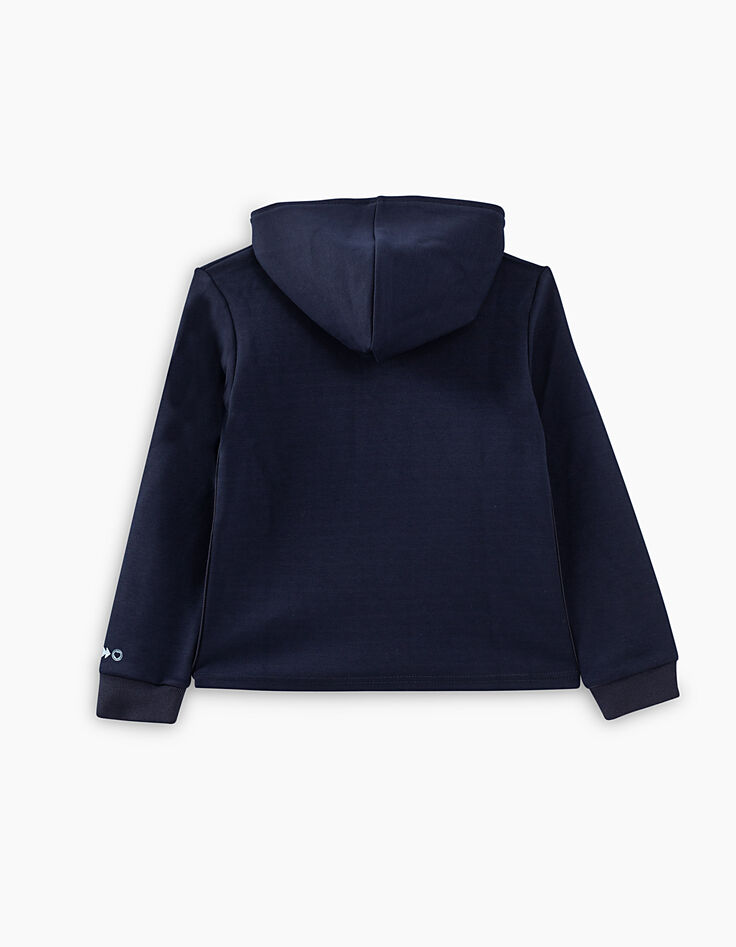 Cardigan sport navy avec doublure capuche imprimée fille-3 Cardigan sport navy avec doublure capuche imprimée fille-3