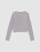 Wit geribd T-shirt met strepen meisjes-3