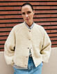 Women’s white bouclette knit cardigan-1