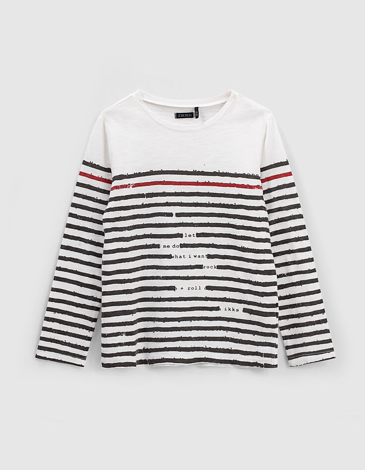 Tee-shirt marinière blanc cassé, rouge, noir garçon -2 Tee-shirt marinière blanc cassé, rouge, noir garçon -2