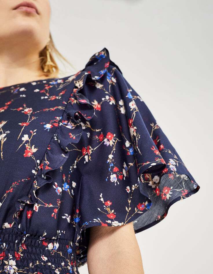 Damenkleid aus Viskose und Seide mit Kirschblütenprint-5