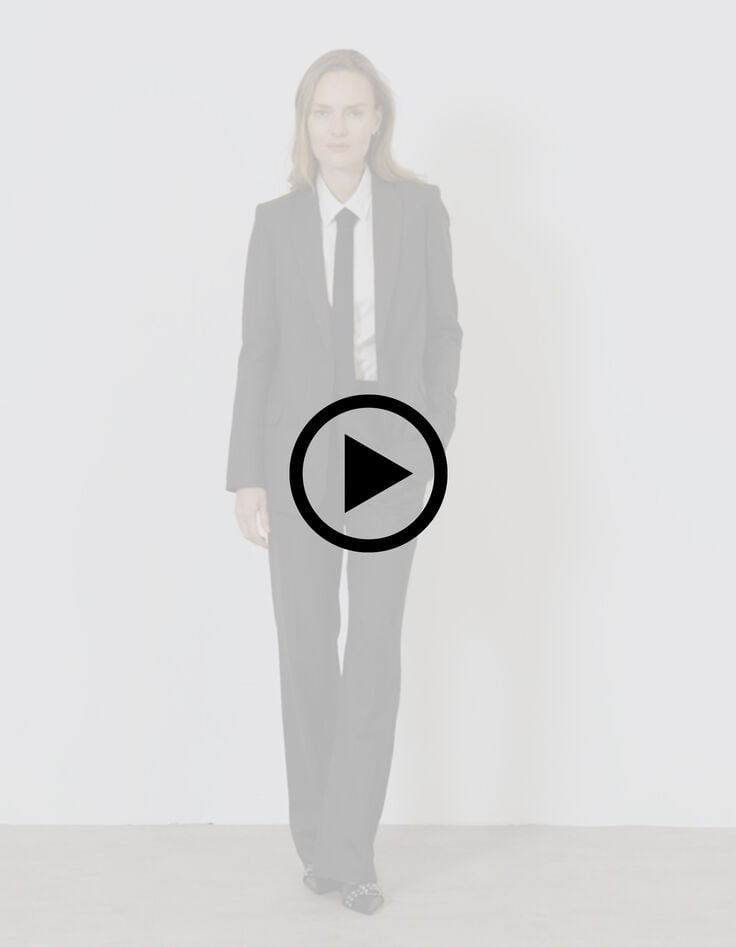 Traje de chaqueta gris a rayas de leopardo para mujer-5